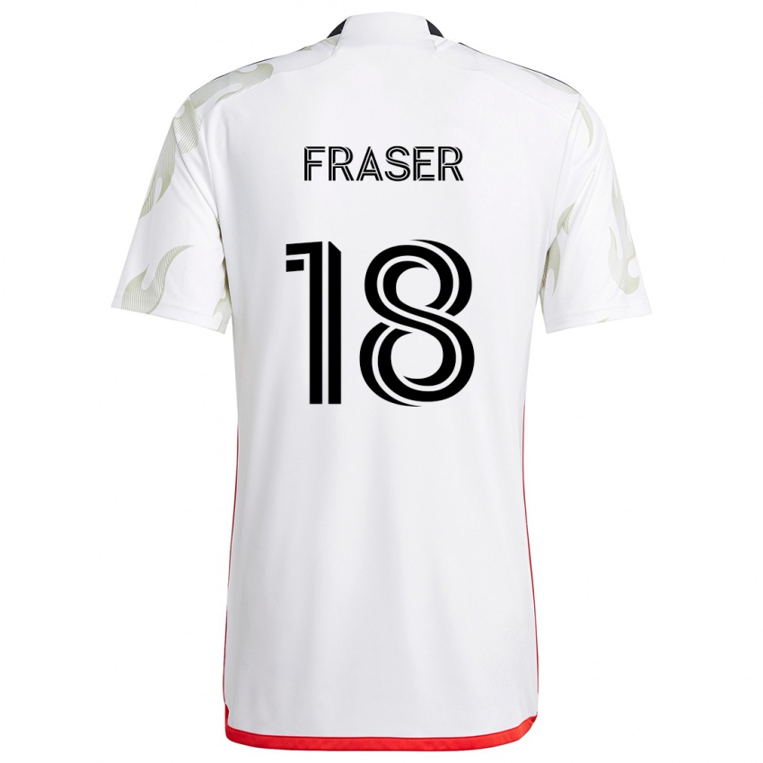 Heren Liam Fraser #18 Wit Rood Zwart Uitshirt Uittenue 2024/25 T-Shirt