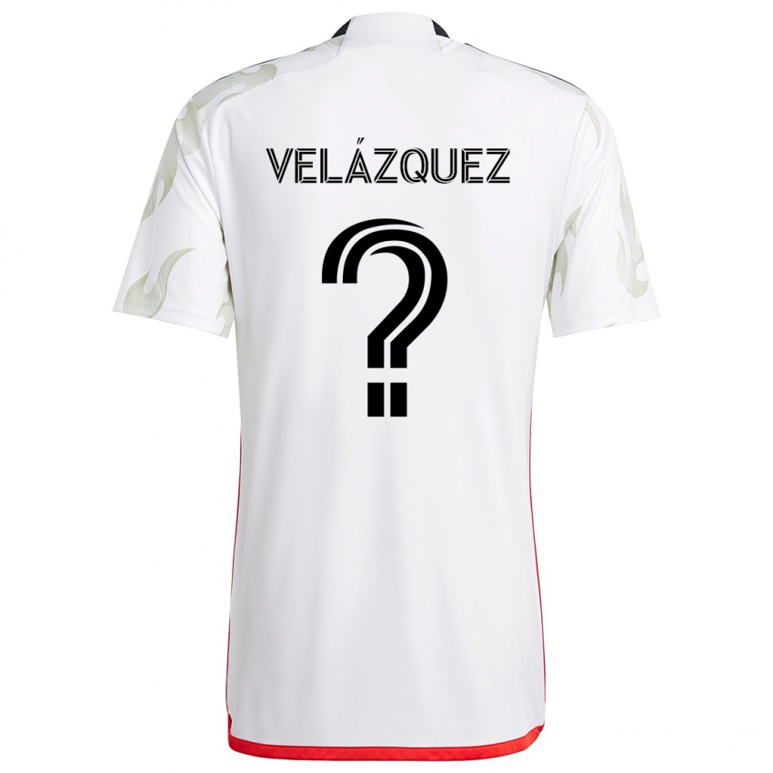 Heren Ougir Velázquez #0 Wit Rood Zwart Uitshirt Uittenue 2024/25 T-Shirt