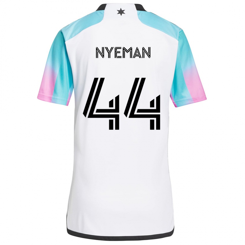 Heren Moses Nyeman #44 Wit Blauw Zwart Uitshirt Uittenue 2024/25 T-Shirt