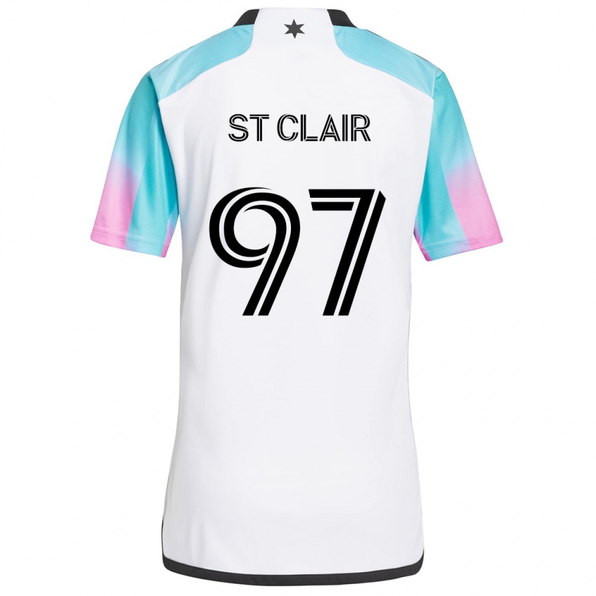 Heren Dayne St. Clair #97 Wit Blauw Zwart Uitshirt Uittenue 2024/25 T-Shirt