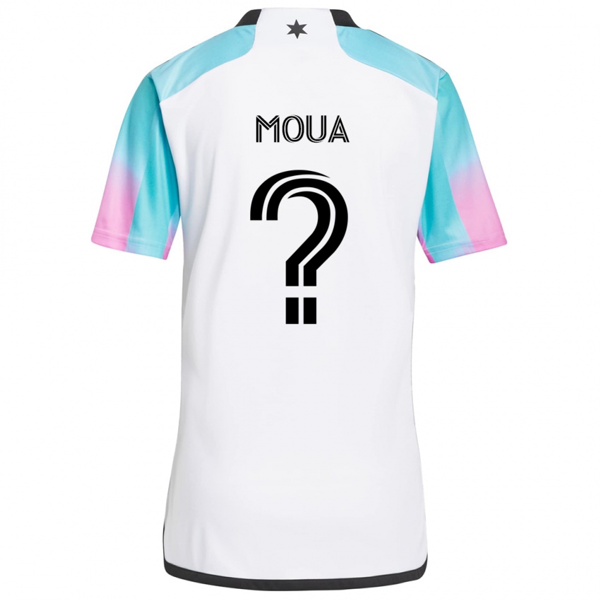 Heren Nathan Moua #0 Wit Blauw Zwart Uitshirt Uittenue 2024/25 T-Shirt