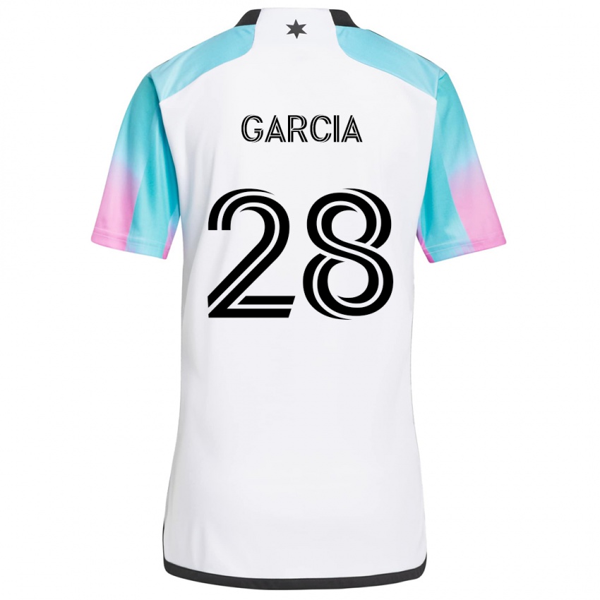 Heren Mender García #28 Wit Blauw Zwart Uitshirt Uittenue 2024/25 T-Shirt