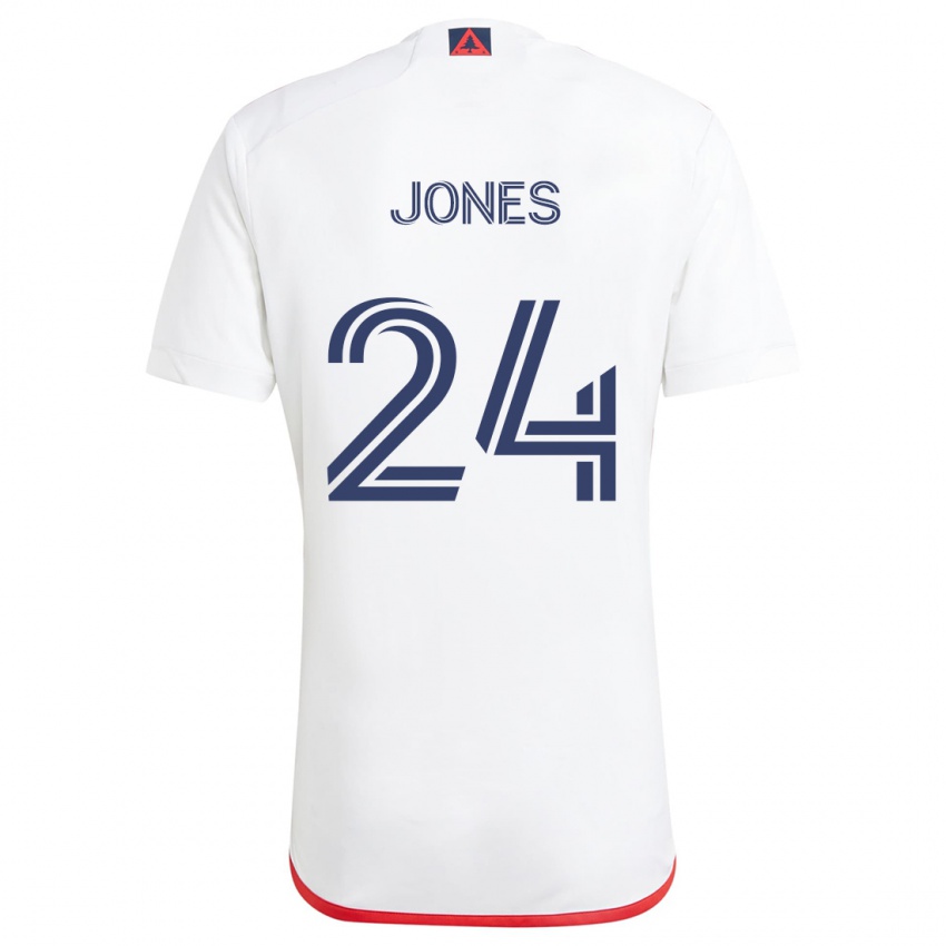 Heren Dejuan Jones #24 Wit Rood Uitshirt Uittenue 2024/25 T-Shirt