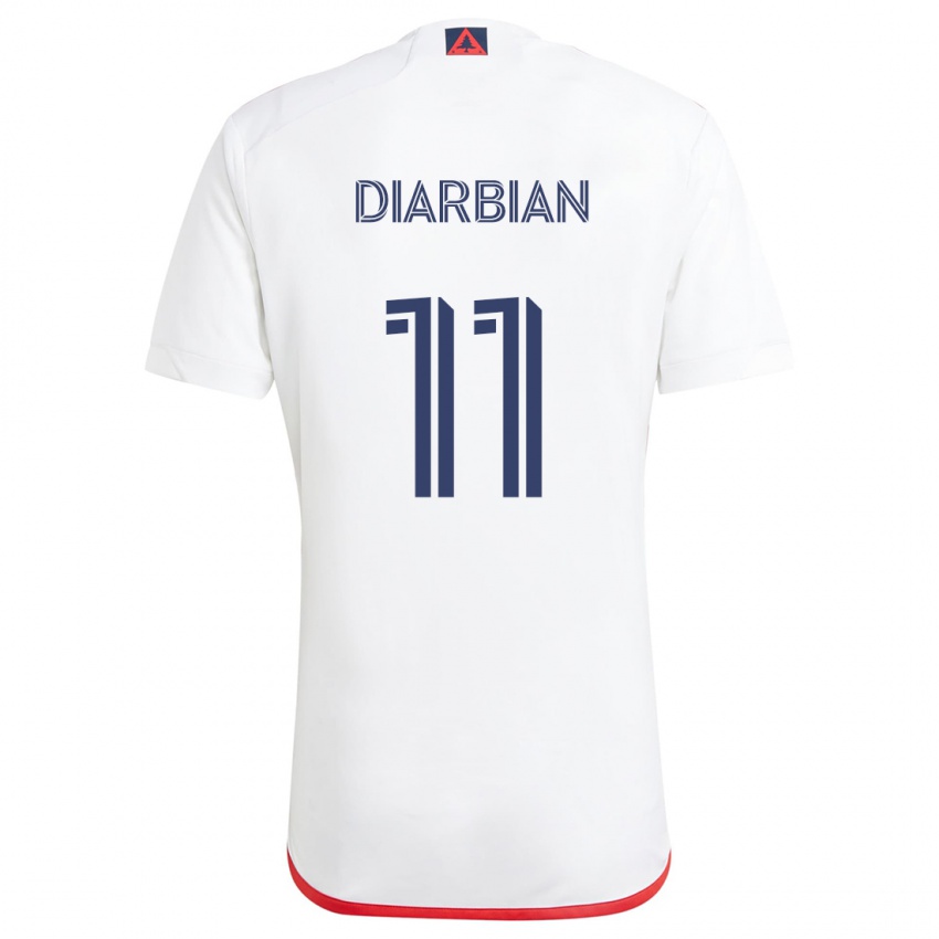 Heren Gevork Diarbian #11 Wit Rood Uitshirt Uittenue 2024/25 T-Shirt