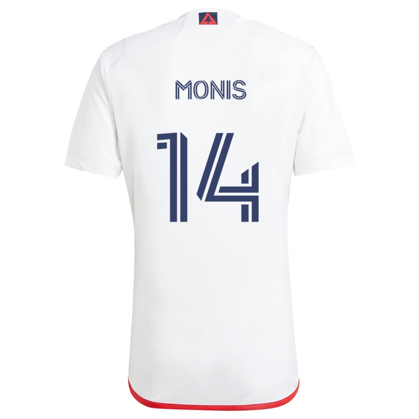 Heren Alex Monis #14 Wit Rood Uitshirt Uittenue 2024/25 T-Shirt