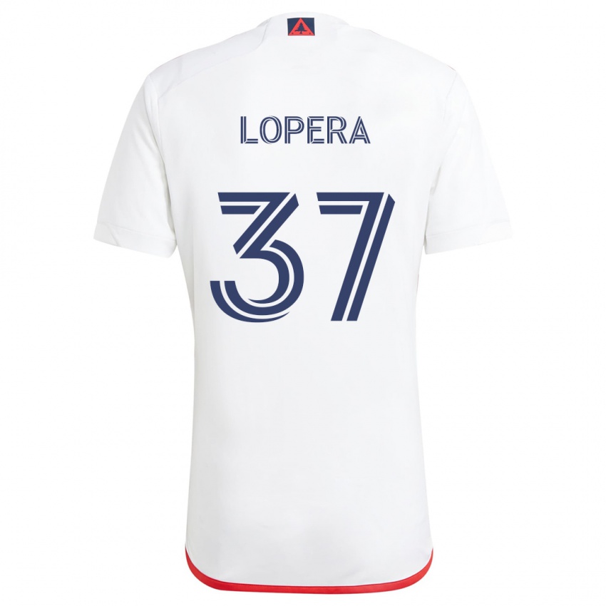 Heren Steban Lopera #37 Wit Rood Uitshirt Uittenue 2024/25 T-Shirt