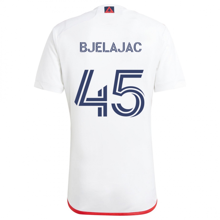 Heren Andrej Bjelajac #45 Wit Rood Uitshirt Uittenue 2024/25 T-Shirt