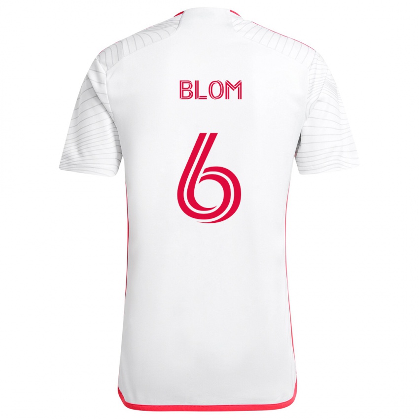 Heren Njabulo Blom #6 Wit Rood Uitshirt Uittenue 2024/25 T-Shirt