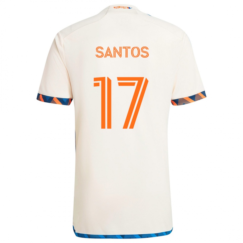 Heren Sergio Santos #17 Wit Oranje Uitshirt Uittenue 2024/25 T-Shirt