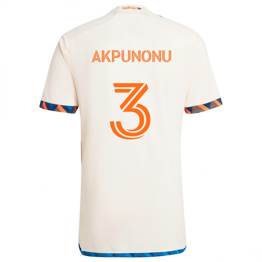 Heren Joey Akpunonu #3 Wit Oranje Uitshirt Uittenue 2024/25 T-Shirt