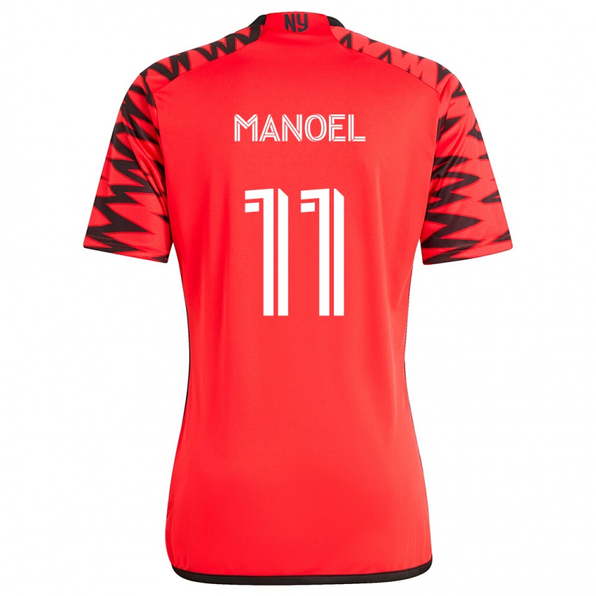 Heren Elias Manoel #11 Rood Zwart Wit Uitshirt Uittenue 2024/25 T-Shirt