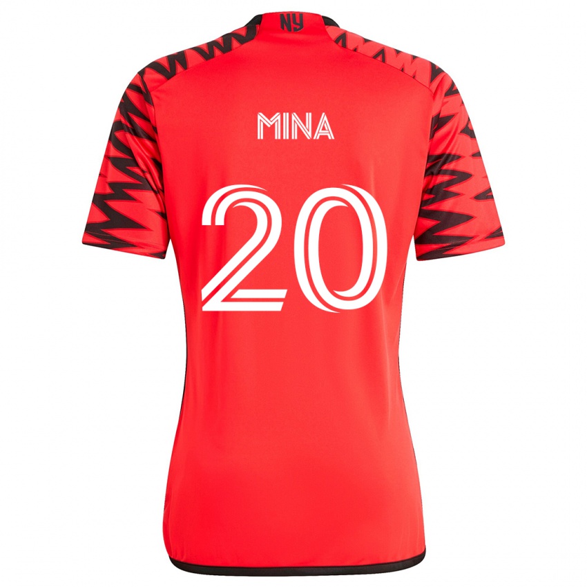 Heren Juan Mina #20 Rood Zwart Wit Uitshirt Uittenue 2024/25 T-Shirt