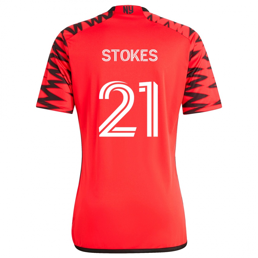 Heren Aidan Stokes #21 Rood Zwart Wit Uitshirt Uittenue 2024/25 T-Shirt