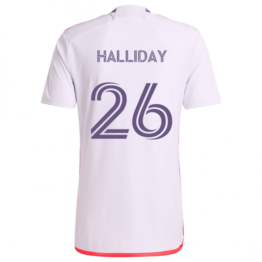 Heren Michael Halliday #26 Wit Rood Paars Uitshirt Uittenue 2024/25 T-Shirt