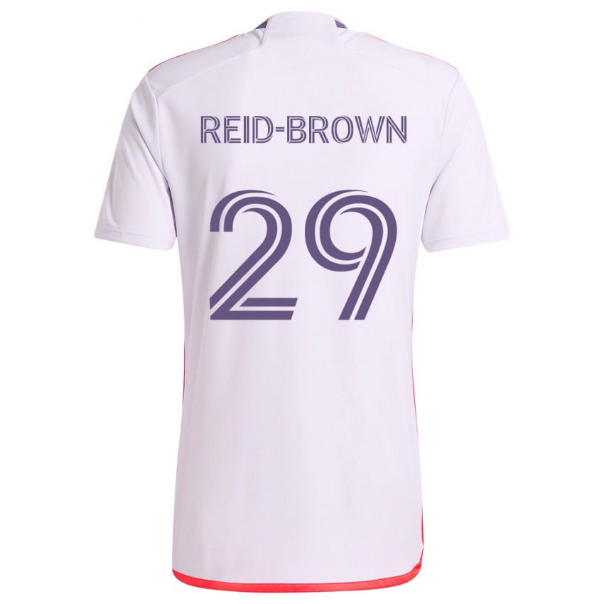 Heren Tahir Reid-Brown #29 Wit Rood Paars Uitshirt Uittenue 2024/25 T-Shirt