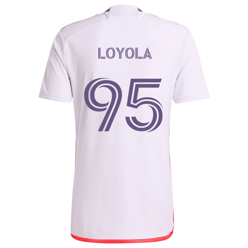 Heren Favian Loyola #95 Wit Rood Paars Uitshirt Uittenue 2024/25 T-Shirt