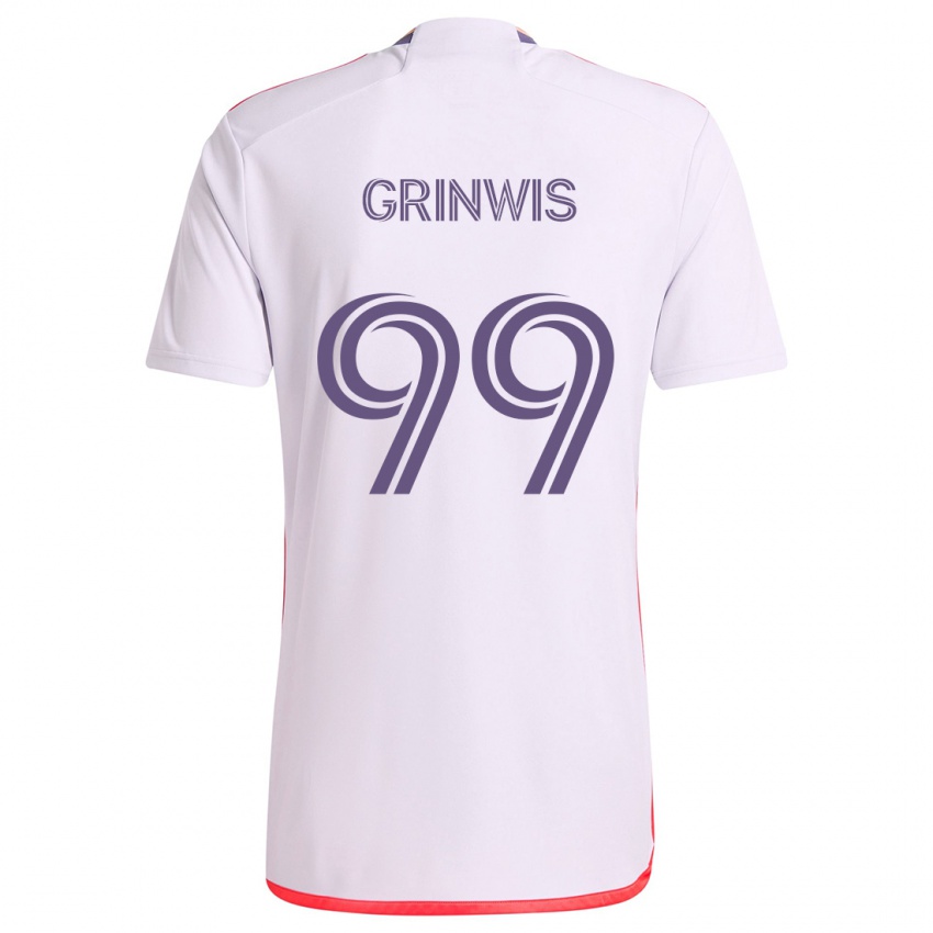 Heren Adam Grinwis #99 Wit Rood Paars Uitshirt Uittenue 2024/25 T-Shirt