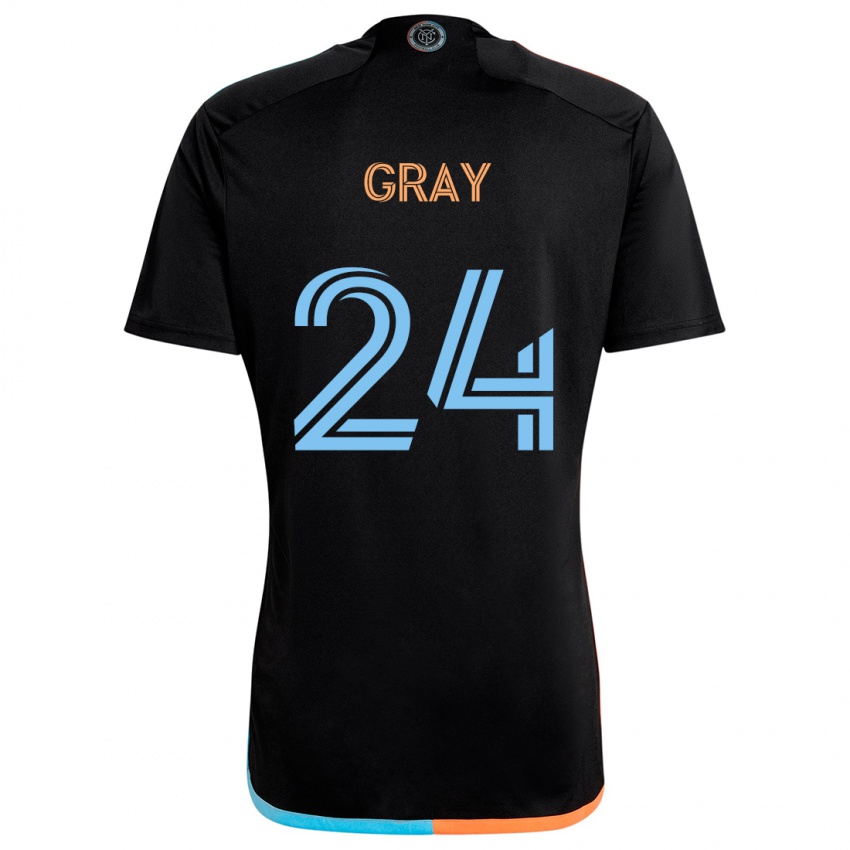 Heren Tayvon Gray #24 Zwart Oranje Blauw Uitshirt Uittenue 2024/25 T-Shirt