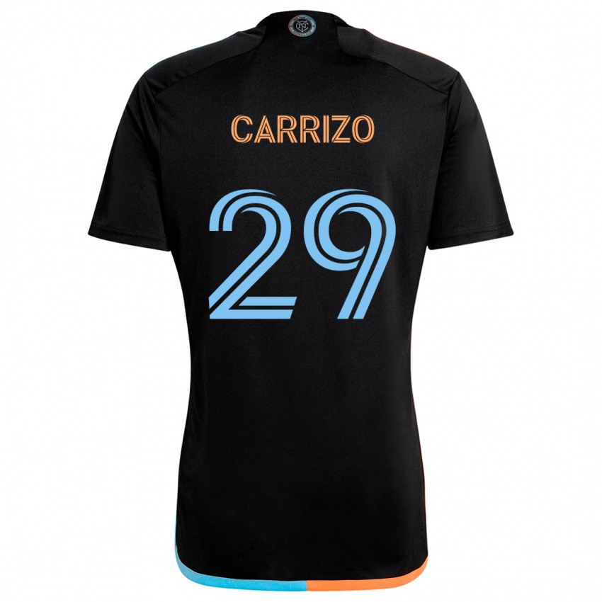 Heren Máximo Carrizo #29 Zwart Oranje Blauw Uitshirt Uittenue 2024/25 T-Shirt