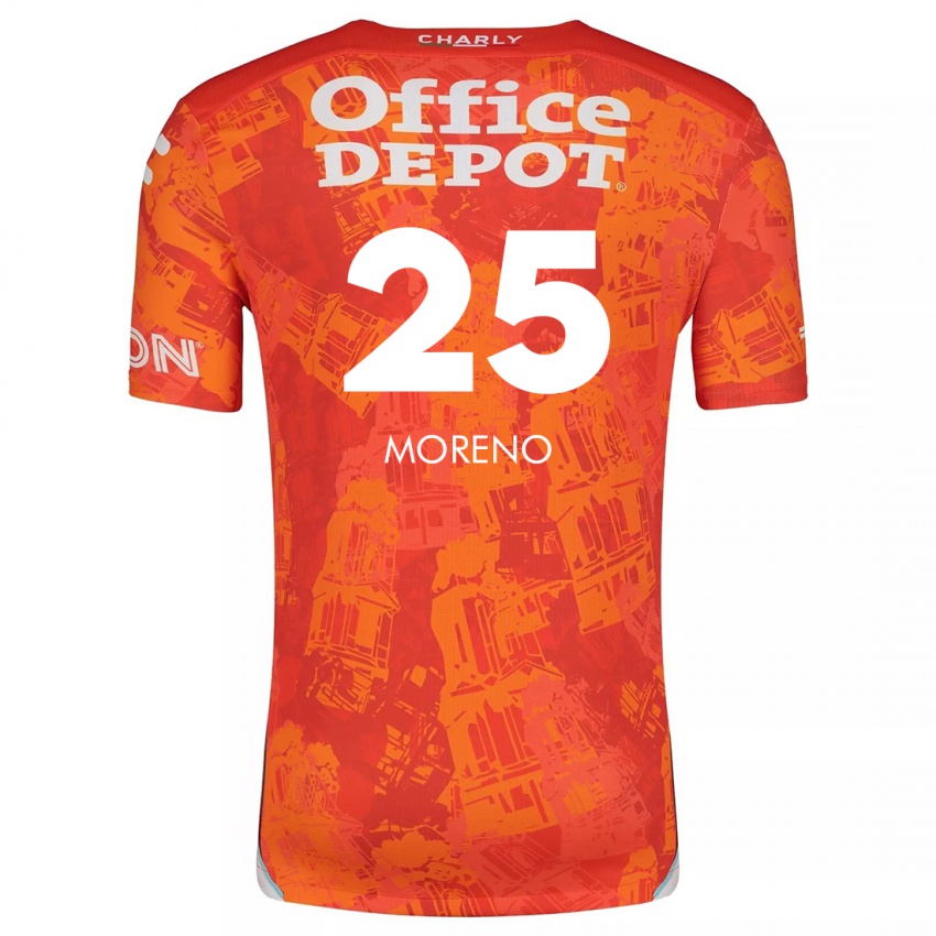 Heren Carlos Moreno #25 Oranje Wit Uitshirt Uittenue 2024/25 T-Shirt