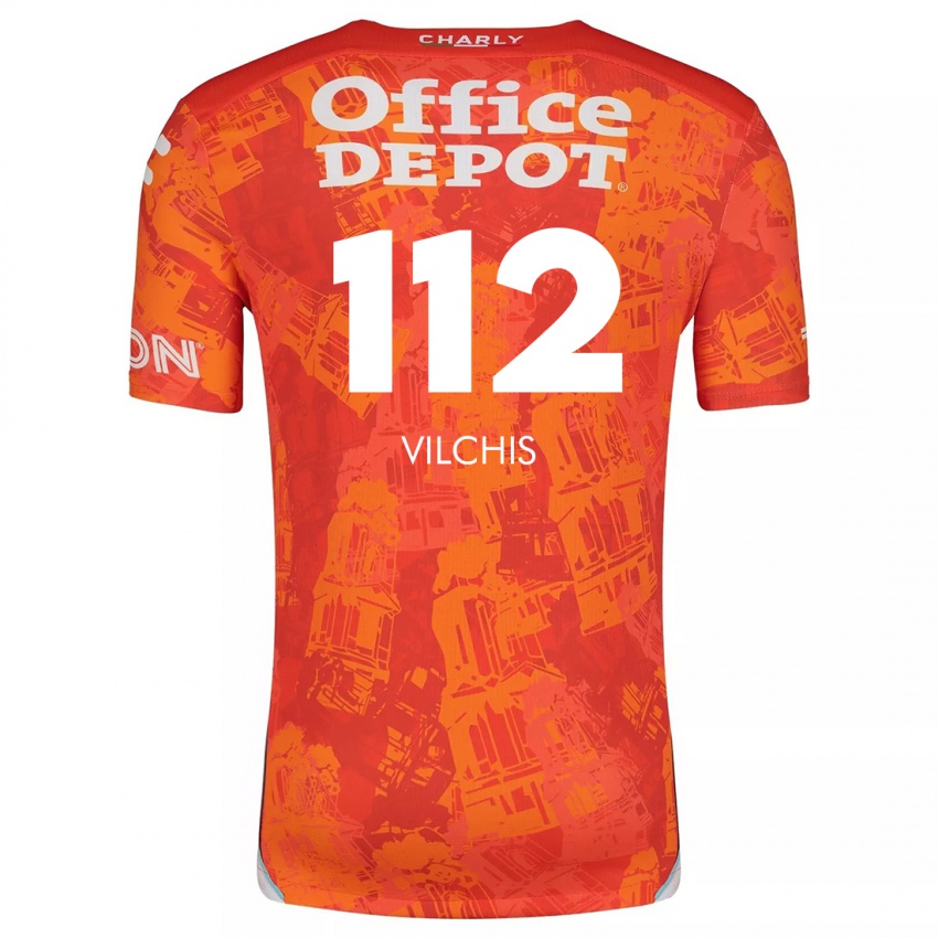 Heren Leonardo Vílchis #112 Oranje Wit Uitshirt Uittenue 2024/25 T-Shirt