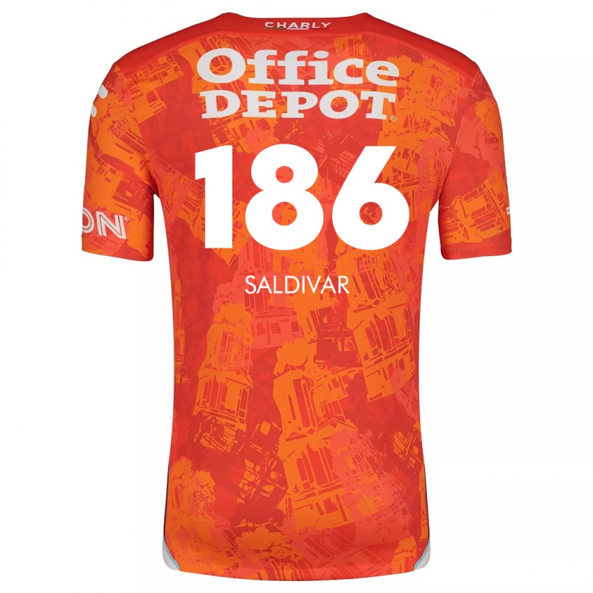 Heren José Saldívar #186 Oranje Wit Uitshirt Uittenue 2024/25 T-Shirt