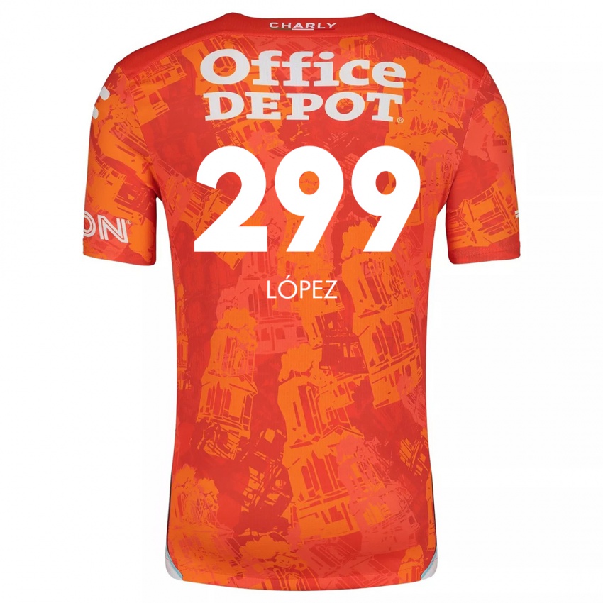 Heren Santiago López #299 Oranje Wit Uitshirt Uittenue 2024/25 T-Shirt