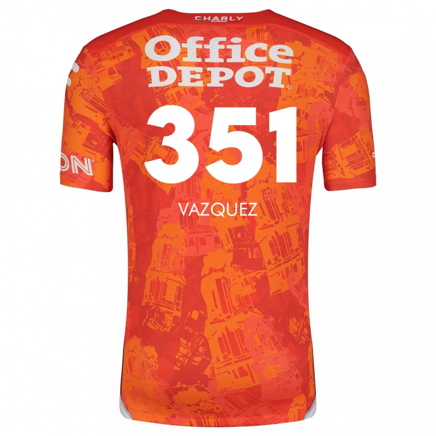 Heren Maximo Vázquez #351 Oranje Wit Uitshirt Uittenue 2024/25 T-Shirt