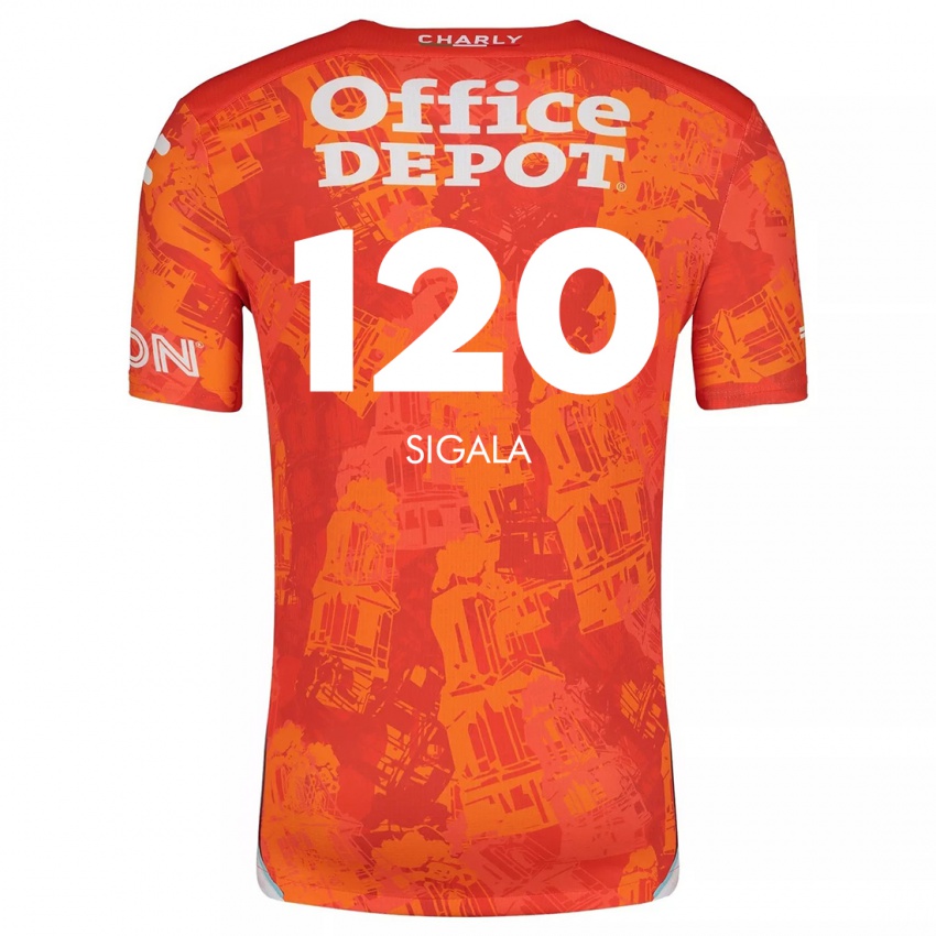 Heren Juan Sigala #120 Oranje Wit Uitshirt Uittenue 2024/25 T-Shirt