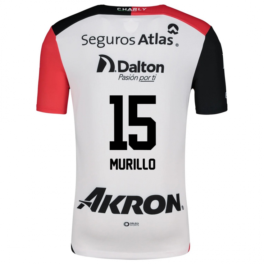 Heren Jhon Murillo #15 Wit Rood Zwart Uitshirt Uittenue 2024/25 T-Shirt