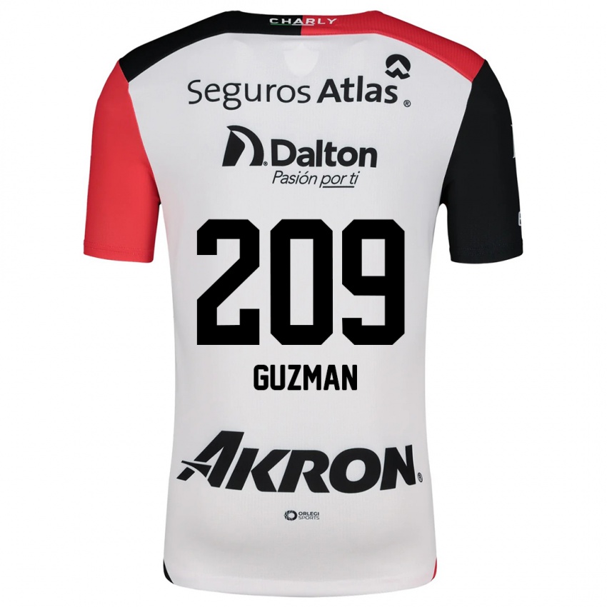 Heren Jorge Guzmán #209 Wit Rood Zwart Uitshirt Uittenue 2024/25 T-Shirt