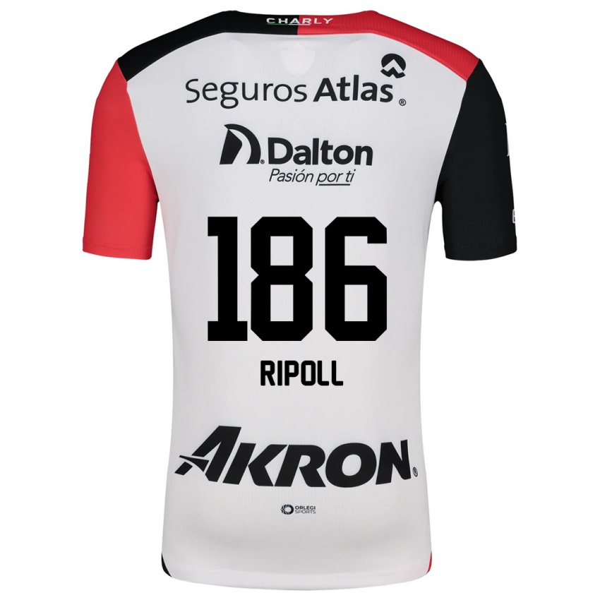 Heren Alonso Ripoll #186 Wit Rood Zwart Uitshirt Uittenue 2024/25 T-Shirt