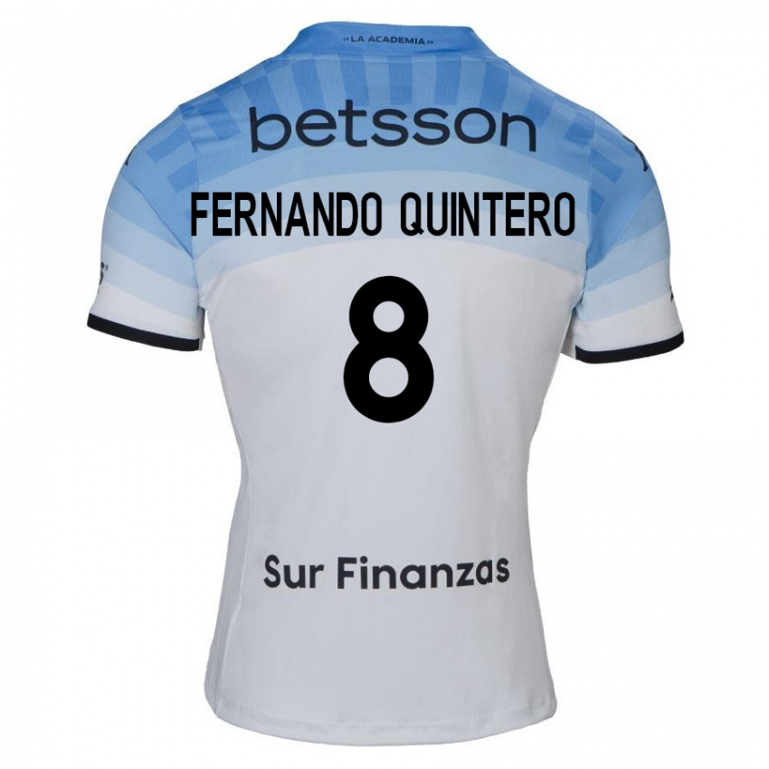 Heren Juan Fernando Quintero #8 Wit Blauw Zwart Uitshirt Uittenue 2024/25 T-Shirt