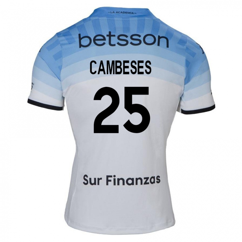 Heren Facundo Cambeses #25 Wit Blauw Zwart Uitshirt Uittenue 2024/25 T-Shirt