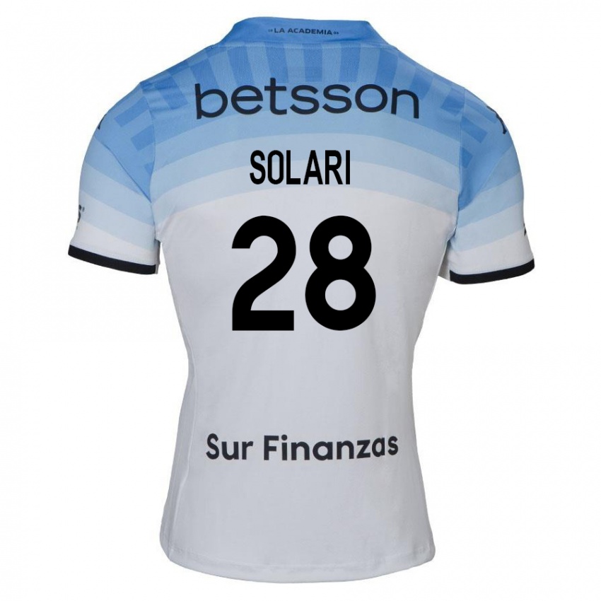 Heren Santiago Solari #28 Wit Blauw Zwart Uitshirt Uittenue 2024/25 T-Shirt