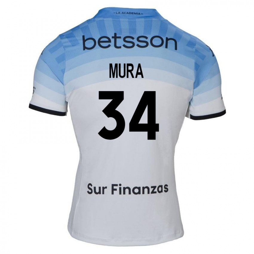 Heren Facundo Mura #34 Wit Blauw Zwart Uitshirt Uittenue 2024/25 T-Shirt