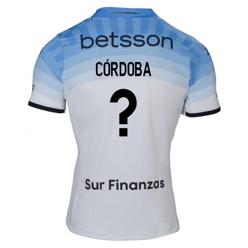 Heren Gonzalo Córdoba #0 Wit Blauw Zwart Uitshirt Uittenue 2024/25 T-Shirt