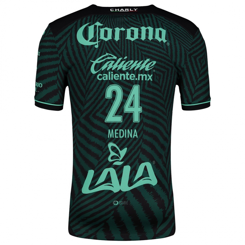 Heren Diego Medina #24 Zwart Groen Uitshirt Uittenue 2024/25 T-Shirt