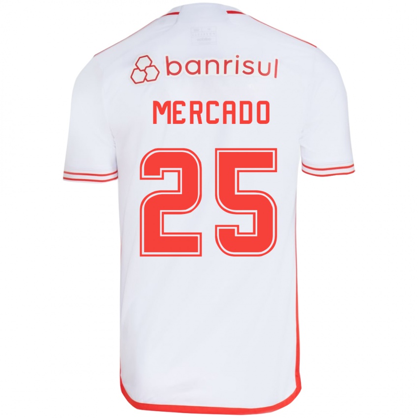 Heren Gabriel Mercado #25 Wit Rood Uitshirt Uittenue 2024/25 T-Shirt