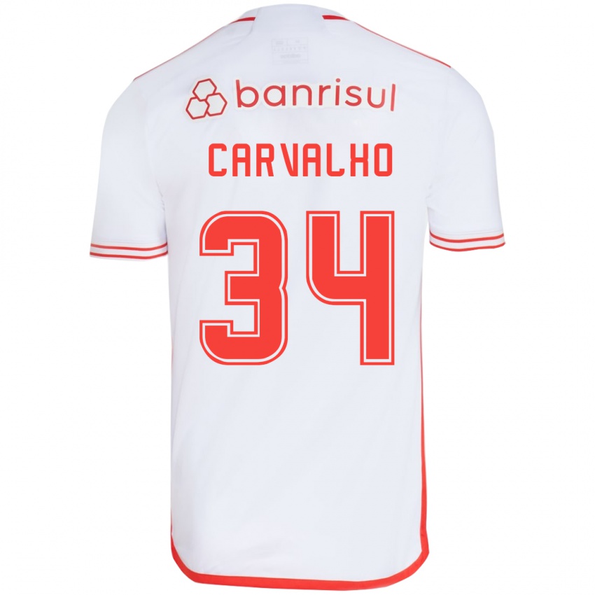 Heren Gabriel Carvalho #34 Wit Rood Uitshirt Uittenue 2024/25 T-Shirt