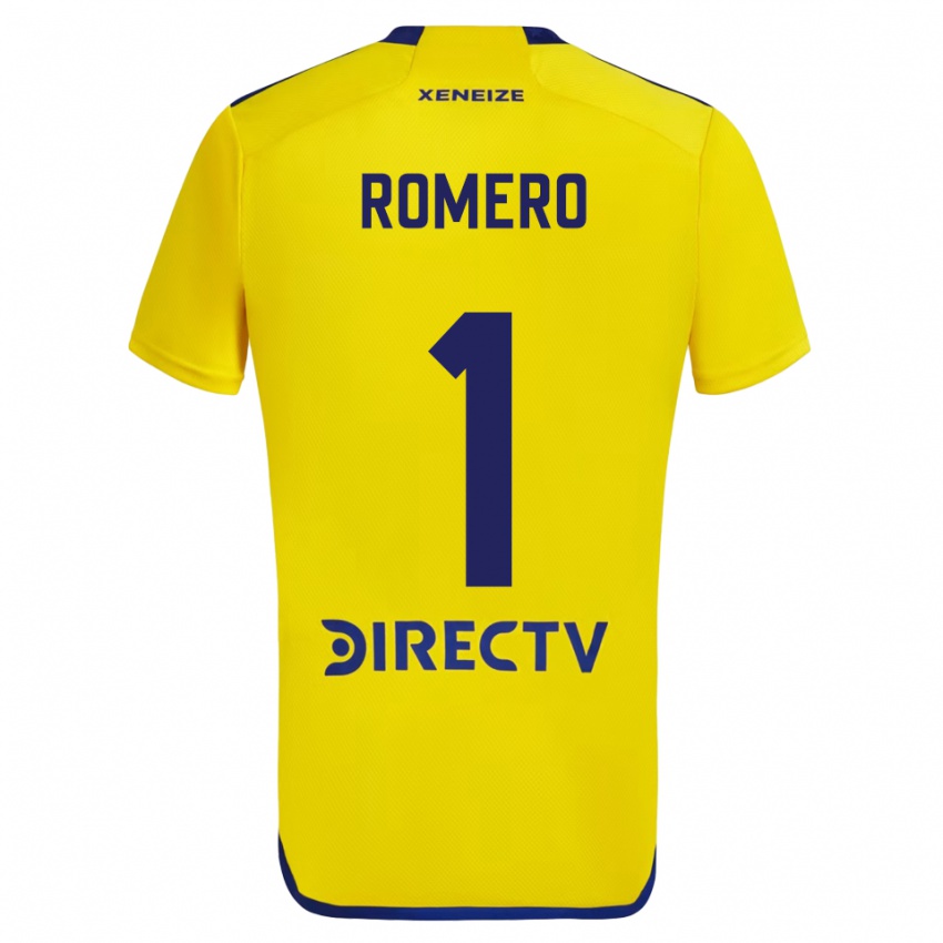 Heren Sergio Romero #1 Geel Blauw Uitshirt Uittenue 2024/25 T-Shirt