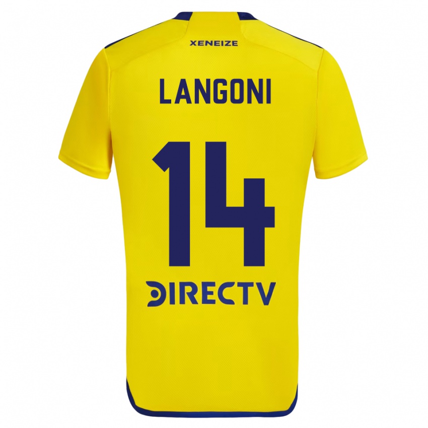 Heren Luca Langoni #14 Geel Blauw Uitshirt Uittenue 2024/25 T-Shirt