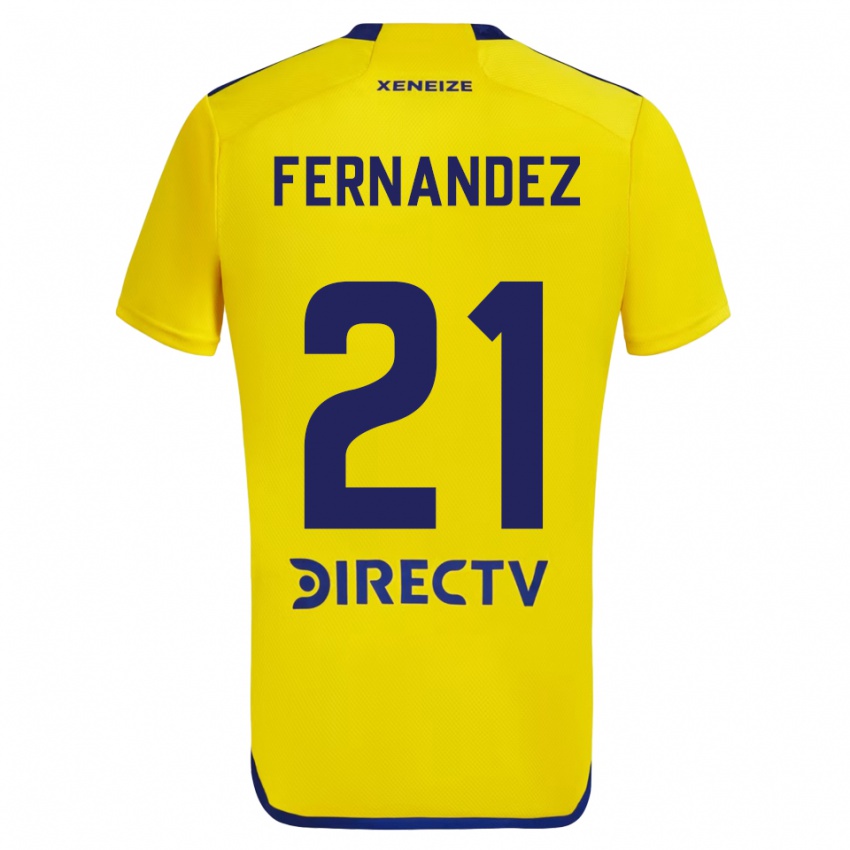 Heren Ezequiel Fernandez #21 Geel Blauw Uitshirt Uittenue 2024/25 T-Shirt