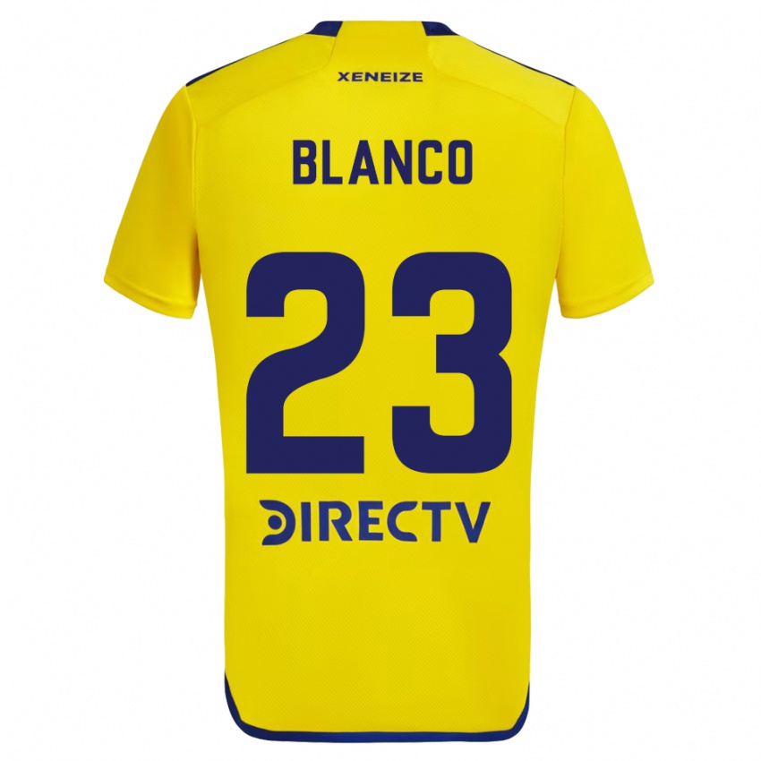 Heren Lautaro Blanco #23 Geel Blauw Uitshirt Uittenue 2024/25 T-Shirt