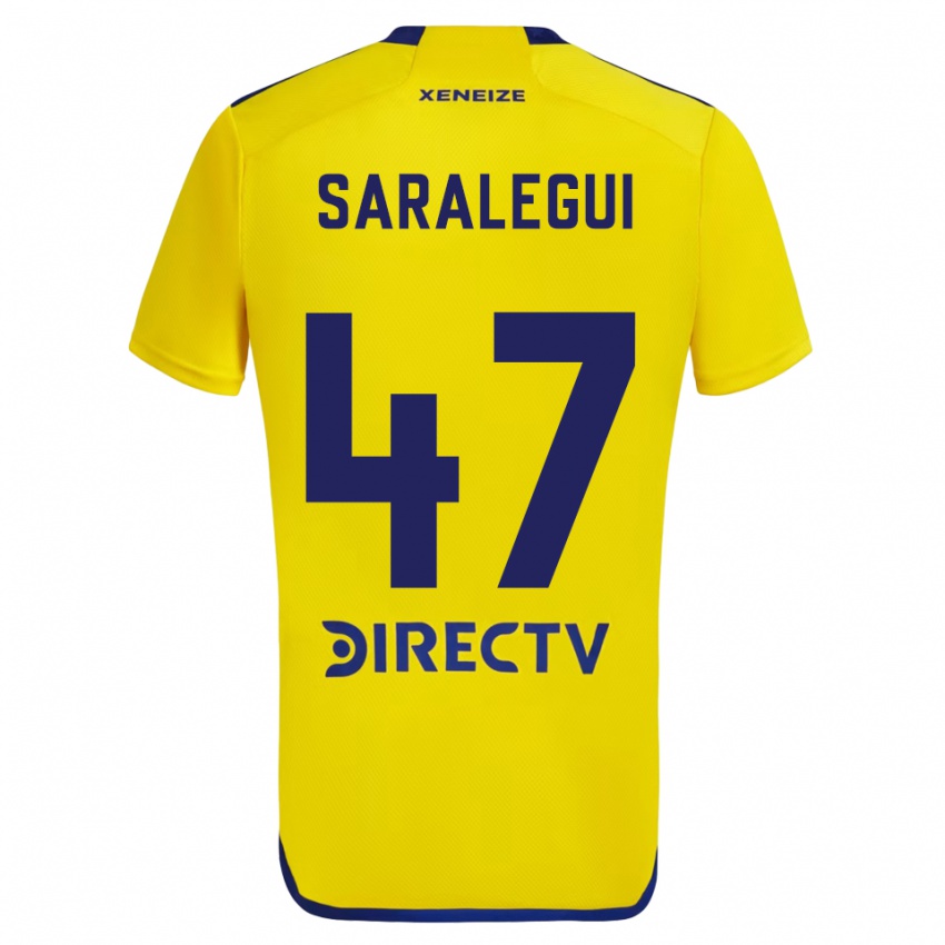 Heren Jabes Saralegui #47 Geel Blauw Uitshirt Uittenue 2024/25 T-Shirt