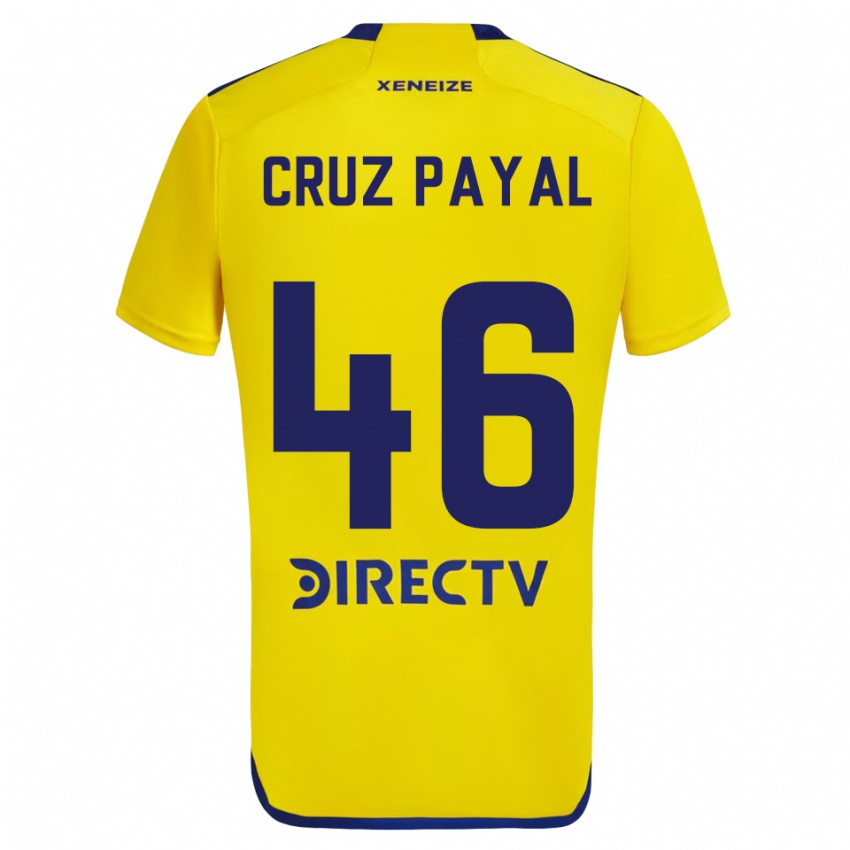 Heren Juan Cruz Payal #46 Geel Blauw Uitshirt Uittenue 2024/25 T-Shirt