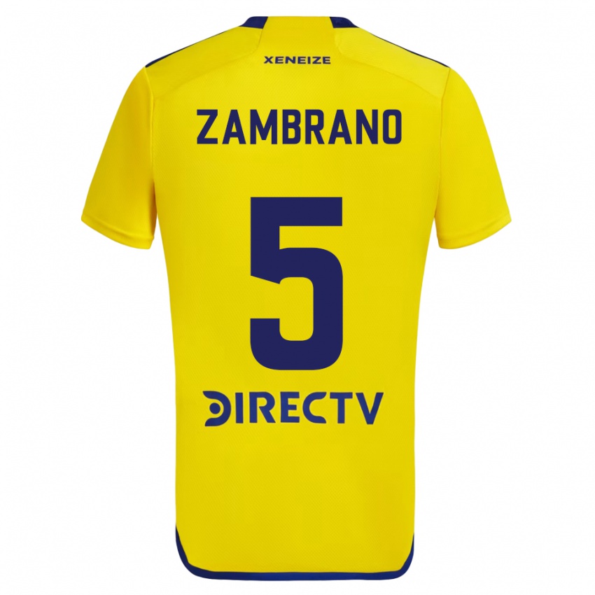 Heren Carlos Zambrano #5 Geel Blauw Uitshirt Uittenue 2024/25 T-Shirt