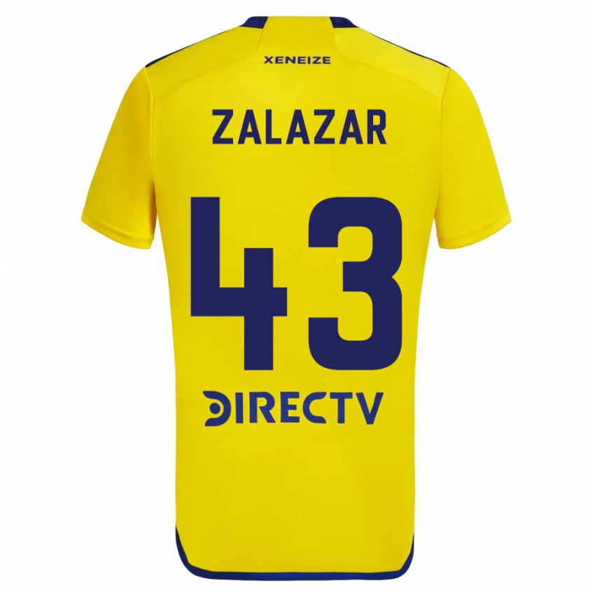 Heren Maximiliano Zalazar #43 Geel Blauw Uitshirt Uittenue 2024/25 T-Shirt