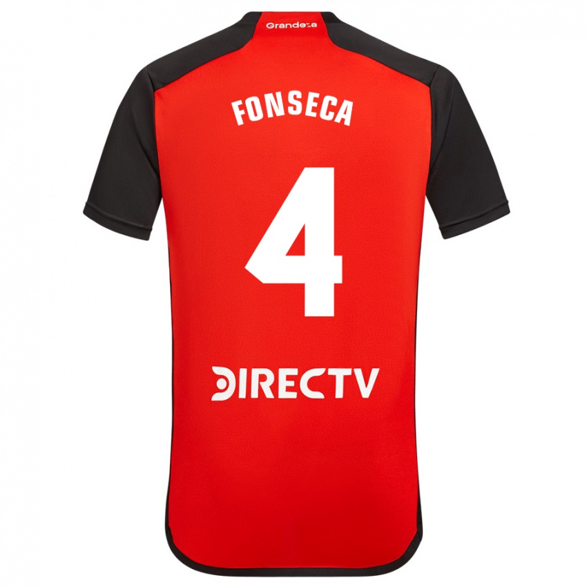 Heren Nicolás Fonseca #4 Rood Zwart Wit Uitshirt Uittenue 2024/25 T-Shirt