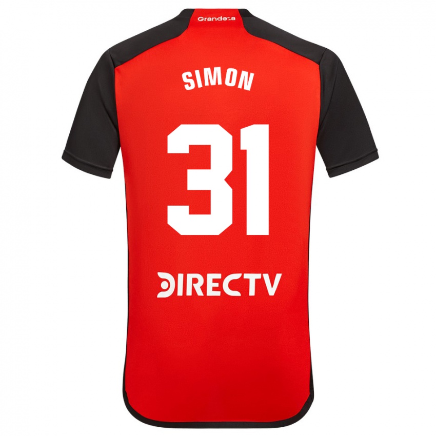 Heren Santiago Simon #31 Rood Zwart Wit Uitshirt Uittenue 2024/25 T-Shirt